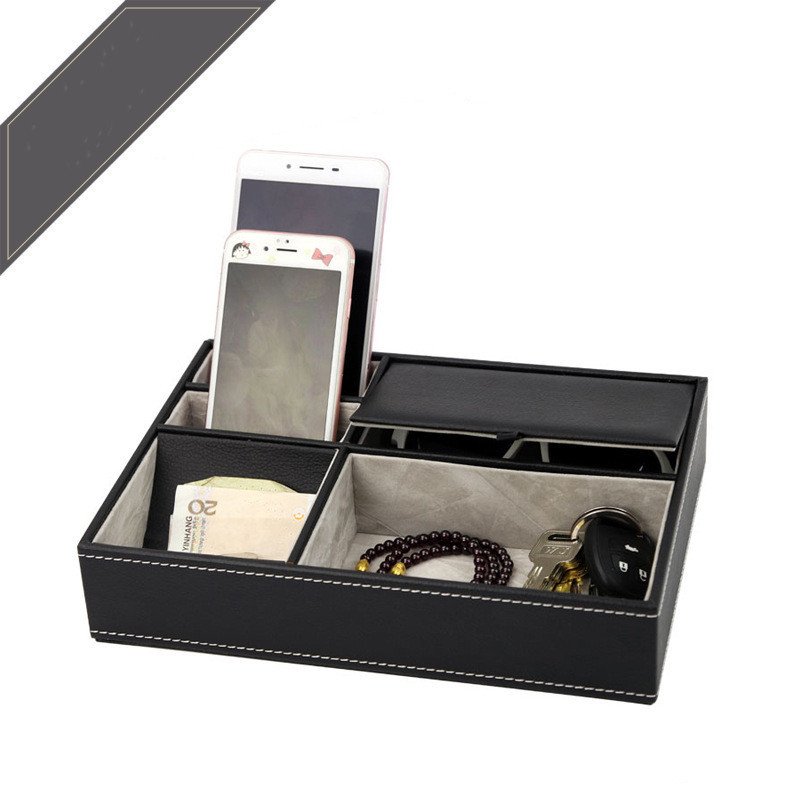 Leather-Look Valet Tray. Bedside & Desk Organiser for Men — view 4