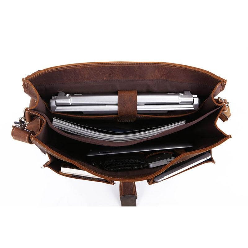 Vintage Leather Laptop Bag. Top-Grain, Fits 14-Inch — view 4