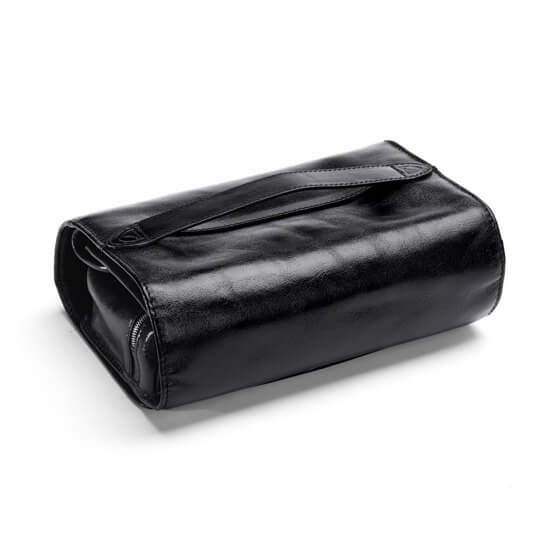 Italian Calf Leather Hanging Toiletry Bag. Includes Travel Mirror — view 3