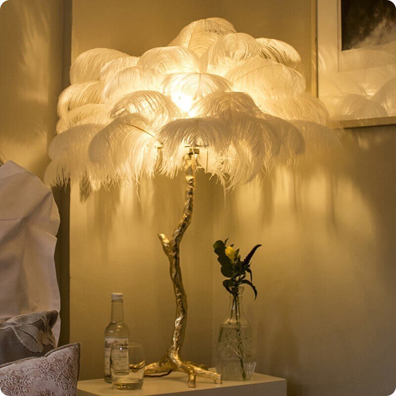 Luxury Ostrich Feather Floor Lamp. Pink, Orange or Yellow — view 4