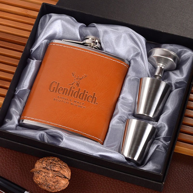 Portable Stainless Steel Whisky Decanter Set. Travel Bar Kit — view 3