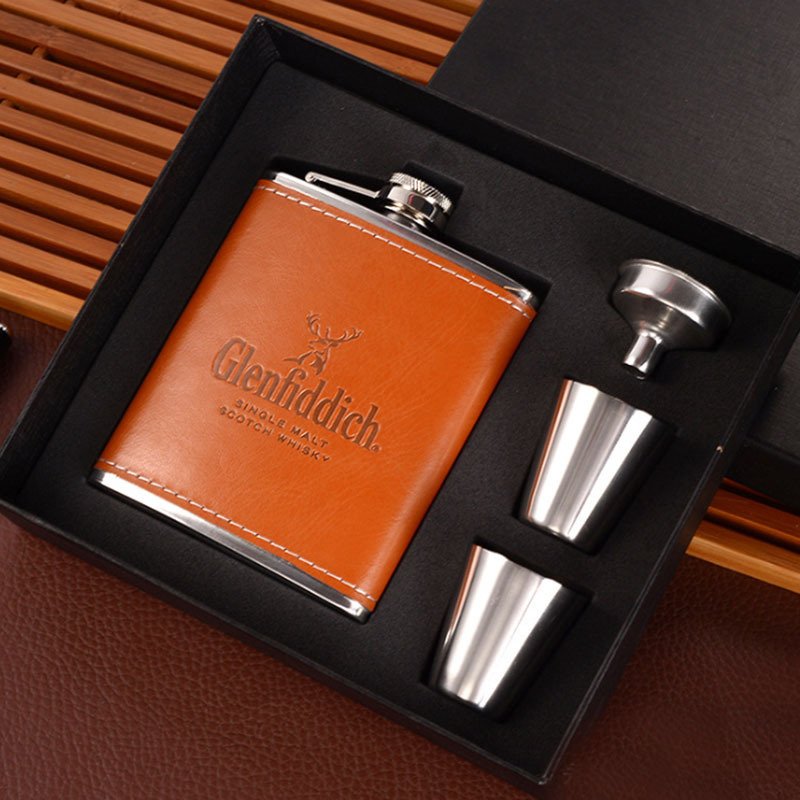 Portable Stainless Steel Whisky Decanter Set. Travel Bar Kit — view 4